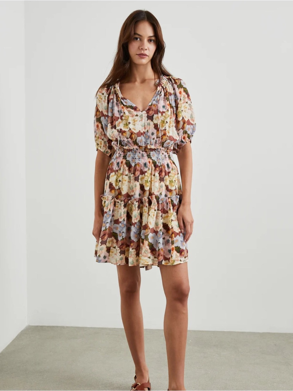 Rails Fiorella Dress Floral Tiered Short Dress in Multi-Color